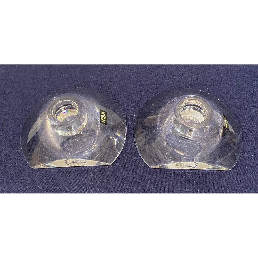 Vintage Hoya Heavy Museum Crystal Votive Candle Holder Set of 2